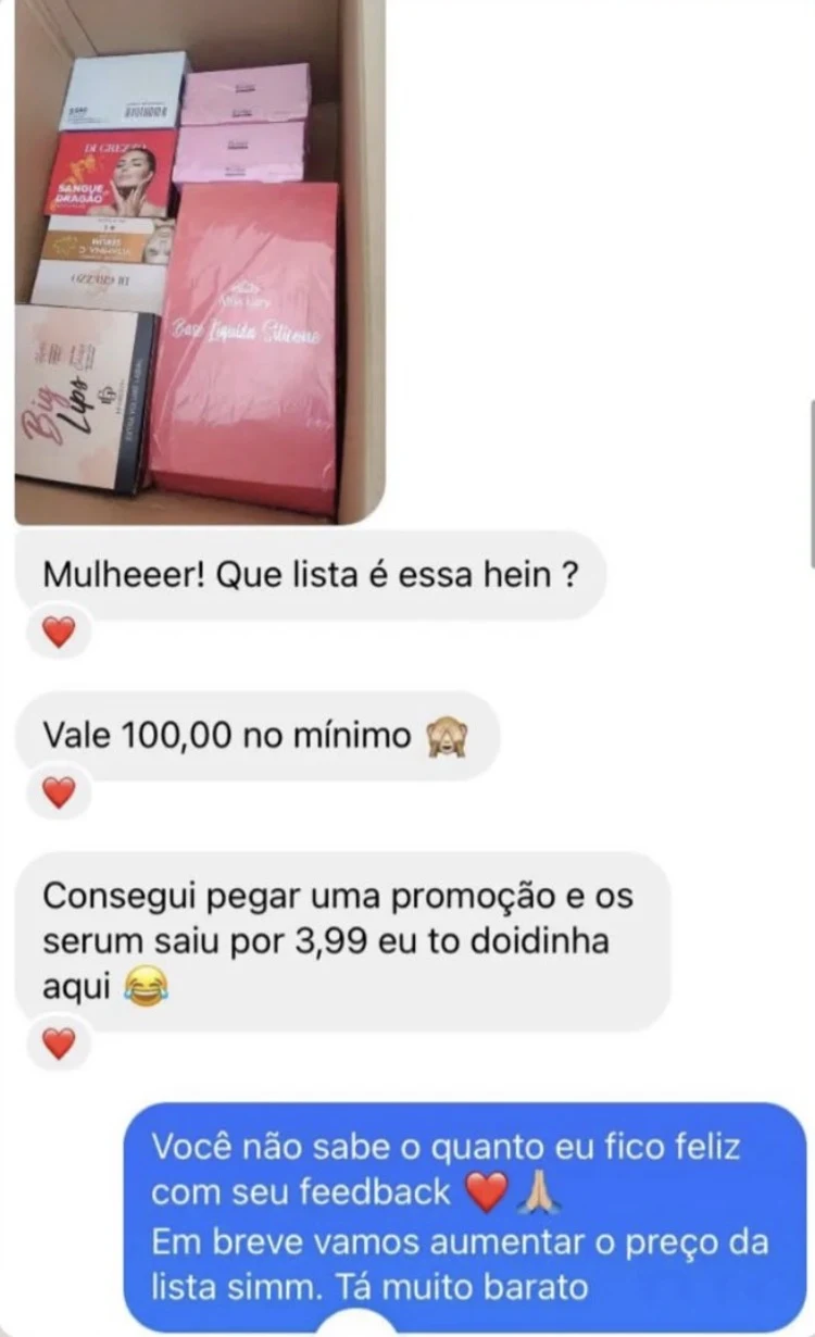 Feedback sobre os produtos comprados e os preços dos fornecedores